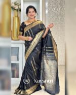 Black Color Fresh Arrival Soft Banarasi Silk Saree with Classy Blouse Piece - Image 3