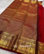 Green Color Color In Pure Golden Zari Work Soft Banarasi Silk Saree with Classy Blouse Piece - Image 4