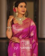 Pink Color Updated Edition Soft Banarasi Silk Saree with Classy Blouse Piece - Image 4