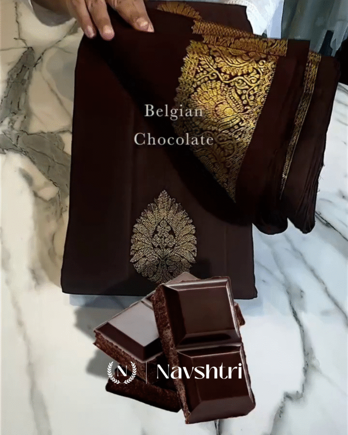 Lovely Brown Color Soft Banarasi Silk Saree With Pure Golden Zari Work & Classy Blouse Piece - Image 5