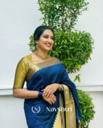 Blue  Color Latest Drop Soft Banarasi Silk Saree with Classy Blouse Piece - Image 4