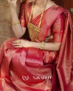 Red Color Top TierSoft Banarasi Silk Saree with Classy Blouse Piece - Image 5