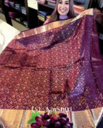 Luxurient Purple Color Soft Banarasi Silk Saree With Pure Golden Zari Work & Classy Blouse Piece - Image 5