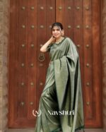 Green Color Recently Added Soft Banarasi Silk Saree with Classy Blouse Piece - Image 6