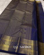 Navy Blue Color Customer Favorite Pure Golden Zari Work Soft Banarasi Silk Saree with Classy Blouse Piece - Image 5