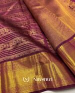 Purple Color Recently Launched Pure Golden Zari Work Soft Banarasi Silk Saree with Classy Blouse Piece - Image 4