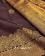 Brown Color Pro Collection Pure Golden Zari Work Soft Banarasi Silk Saree with Classy Blouse Piece - Image 6