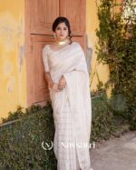 White Color Elite Pick Soft Banarasi Silk Saree with Classy Blouse Piece