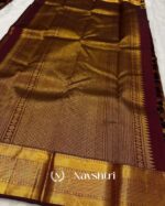 Brown Color Color Just Pure Golden Zari Work Soft Banarasi Silk Saree with Classy Blouse Piece - Image 4