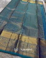 Bottle Blue Color Latest Drop Pure Golden Zari Work Soft Banarasi Silk Saree with Classy Blouse Piece - Image 5