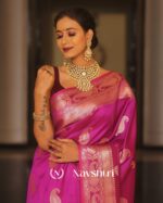 Pink Color Updated Edition Soft Banarasi Silk Saree with Classy Blouse Piece - Image 5