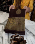 Gratifying Brown Color Soft Banarasi Silk Saree With Pure Golden Zari Work & Classy Blouse Piece - Image 6