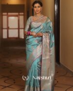 Sky Blue Color New DesignSoft Banarasi Silk Saree with Classy Blouse Piece