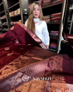 Adorable Wine Color Soft Banarasi Silk Saree With Pure Golden Zari Work & Classy Blouse Piece - Image 5