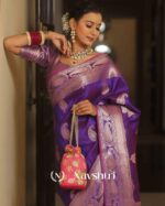 Purple Color Customer FavoriteSoft Banarasi Silk Saree with Classy Blouse Piece - Image 4