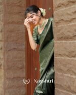 Green Color Recently Added Soft Banarasi Silk Saree with Classy Blouse Piece - Image 7