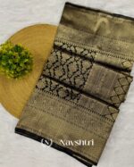 Black Color Just Released Pure Golden Zari Work Soft Banarasi Silk Saree with Classy Blouse Piece - Image 6