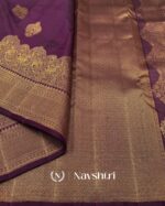 Purple Color Signature Line Pure Golden Zari Work Soft Banarasi Silk Saree with Classy Blouse Piece - Image 5