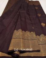 Brown Color Pro Collection Pure Golden Zari Work Soft Banarasi Silk Saree with Classy Blouse Piece - Image 5