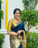 Blue  Color Latest Drop Soft Banarasi Silk Saree with Classy Blouse Piece - Image 3