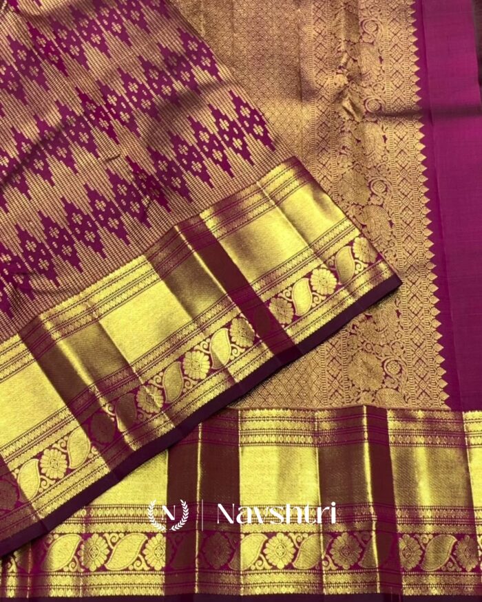 Purple Color Luxury Edition Pure Golden Zari Work Soft Banarasi Silk Saree with Classy Blouse Piece - Image 6