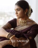 Brown Color Top Tier Soft Banarasi Silk Saree with Classy Blouse Piece - Image 5