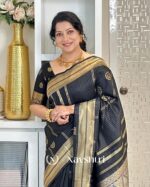 Black Color Fresh Arrival Soft Banarasi Silk Saree with Classy Blouse Piece - Image 5