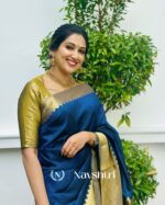 Blue  Color Latest Drop Soft Banarasi Silk Saree with Classy Blouse Piece - Image 2