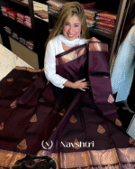 Preety Purple Color Soft Banarasi Silk Saree With Pure Golden Zari Work & Classy Blouse Piece - Image 6