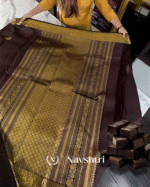 Gratifying Brown Color Soft Banarasi Silk Saree With Pure Golden Zari Work & Classy Blouse Piece - Image 7