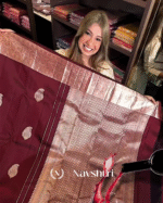 Divine Wine Color Soft Banarasi Silk Saree With Pure Golden Zari Work & Classy Blouse Piece - Image 7