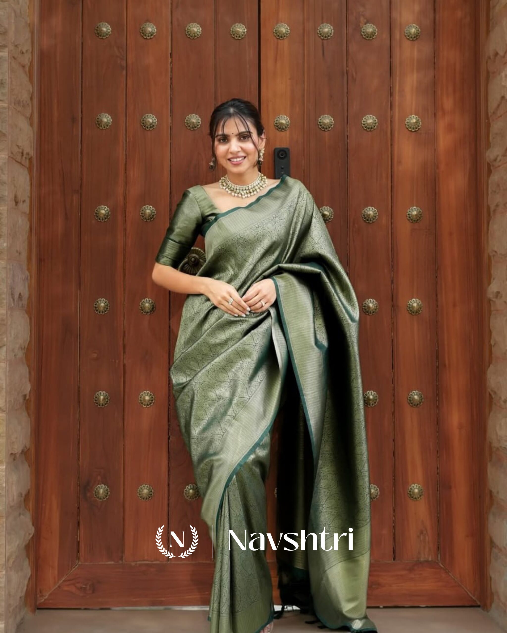 7 Green Color Recently Added Soft Banarasi Silk Saree with Classy Blouse Piece - Image 1