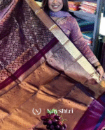 Luxurient Purple Color Soft Banarasi Silk Saree With Pure Golden Zari Work & Classy Blouse Piece
