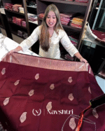 Divine Wine Color Soft Banarasi Silk Saree With Pure Golden Zari Work & Classy Blouse Piece - Image 8