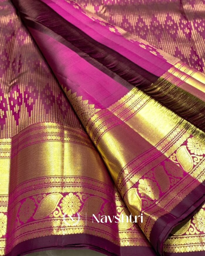 Purple Color Luxury Edition Pure Golden Zari Work Soft Banarasi Silk Saree with Classy Blouse Piece - Image 8