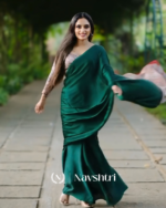 Green Color 1 Minute Ready to Wear Digitial Printed Crape Silk Saree - Image 3