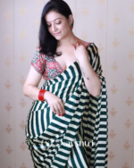 Green Color 1 Minute Ready to Wear Digitial Printed Crape Silk Saree - Image 2