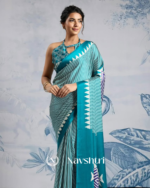 Blue Color 1 Minute Ready to Wear Digitial Printed Crape Silk Saree