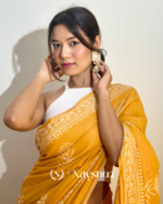 Yellow Color 1 Minute Ready To Wear Mulmul Cotton Digital Printed Saree With Pocket - Image 2