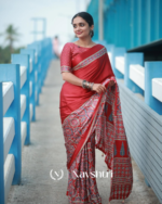 Red Color 1 Minute Ready to Wear Digitial Printed Crape Silk Saree - Image 2