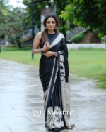 Black Color 1 Minute Ready to Wear Digitial Printed Crape Silk Saree - Image 2
