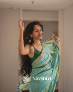Hari Preet - Elegant Bottle Green Saree with Yellow Lining & Border Detailing with Blouse Piece