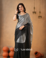 Black & Silver Tissue Cotton Saree with Blouse Piece