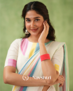 White Mulmul Cotton Saree with Multicolor Pastel Striped Pallu & Matching White Blouse Piece - Image 2