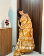 Yellow Color 1 Minute Ready To Wear Mulmul Cotton Digital Printed Saree With Pocket - Image 2
