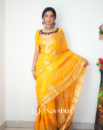 Yellow Color Premium Cotton Silk Saree With Classy Blouse
