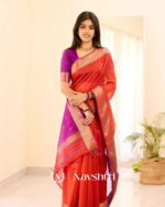 Orange Color Premium Cotton Silk Saree With Classy Blouse - Image 2