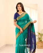 Pine Green Color Premium Cotton Silk Saree With Classy Blouse