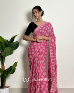 Pink Color 1 Minute Ready To Wear Mulmul Cotton Digital Printed Saree With Pocket - Image 2