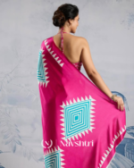 Pink Color 1 Minute Ready to Wear Digitial Printed Crape Silk Saree - Image 3